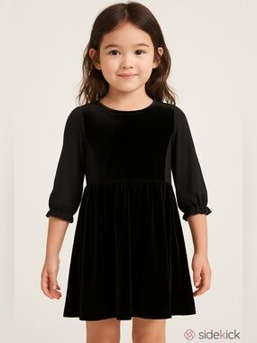 GAP Kids Velvet Dress Long Sleeve Black Girls Size S (6-7)
